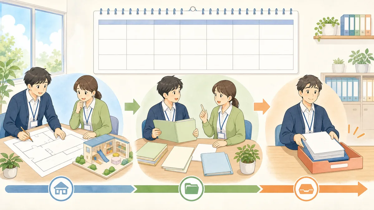 横浜市で放デイ・児童発達支援を新規指定申請するときの内容を表したイラスト