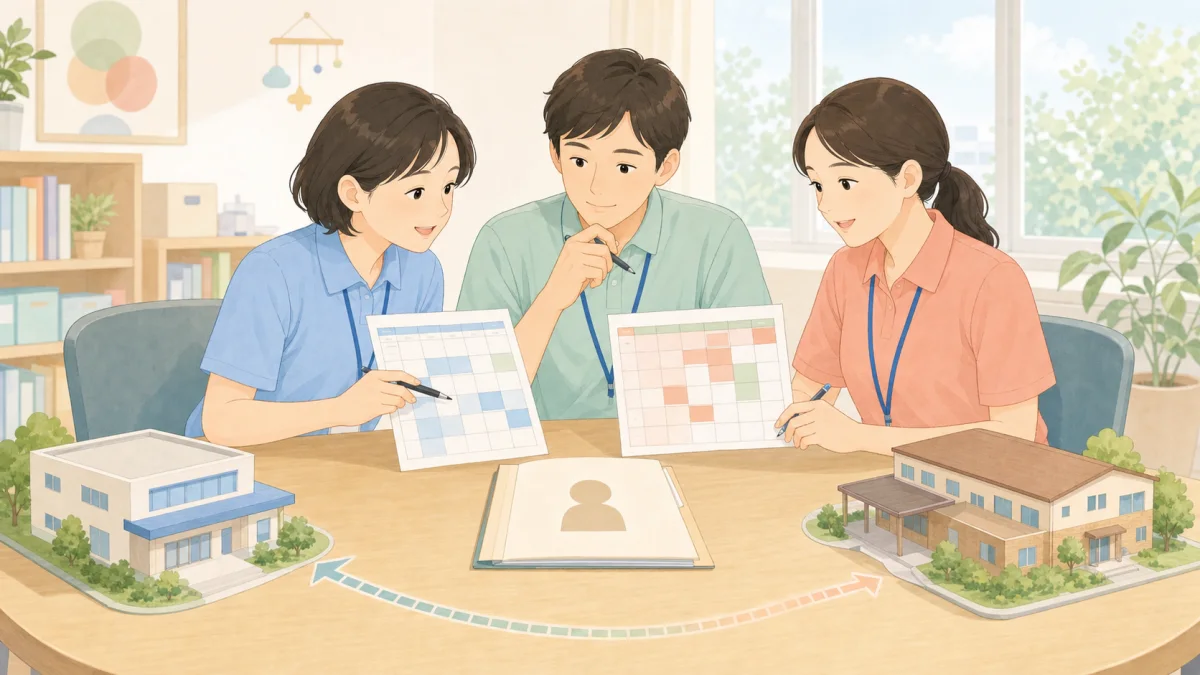 短期入所と児童発達支援・放課後等デイサービスは同日に算定できる?|横浜市通知の確認点の内容を表したイラスト