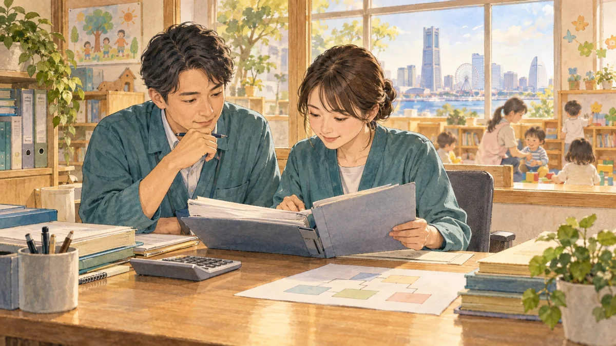 横浜市のこどもの人権を守る環境整備補助金｜消費税仕入控除税額報告は12月4日必着の内容を表したイラスト